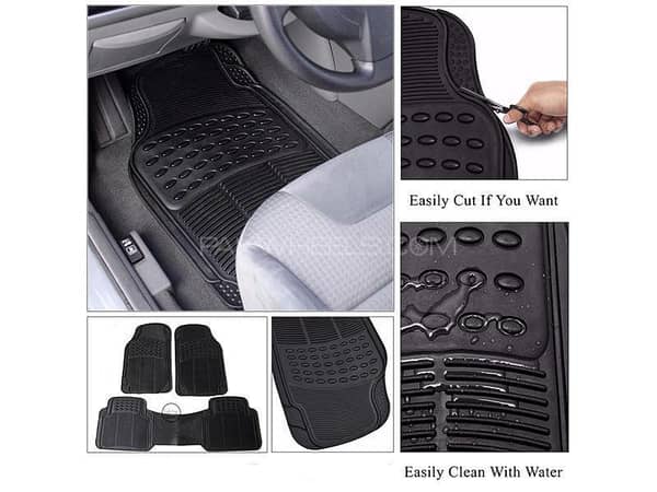 Universal PVC Plastic Car Mat (3PCS Set) ~ Black ~ Premium Quality Matt ~ Washable ~ Anti-Slip