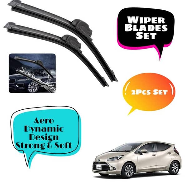 Toyota Aqua Wipers Set For WindScreen Aero Dynamic Design Strong & Soft Blades Dual-Tensioned Spring Long Life