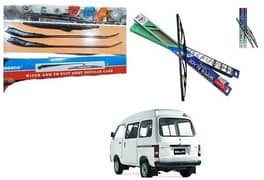 Suzuki boaln/Hiroof Hybrid Wiper Blades With Rods (Full Set) Non Scratch able | Black Lead Coated Rubber