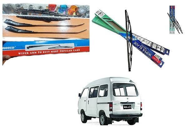 Suzuki boaln/Hiroof Hybrid Wiper Blades With Rods (Full Set) Non Scratch able | Black Lead Coated Rubber