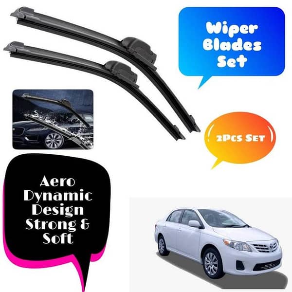 Toyota Corolla 2002-2007 Wipers Set For WindScreen Aero Dynamic Design Strong & Soft Blades Dual-Tensioned Spring Long Life
