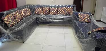 4 sofa  3 seater,  1 Dewan,  16 cousins, 2 table with glass top.