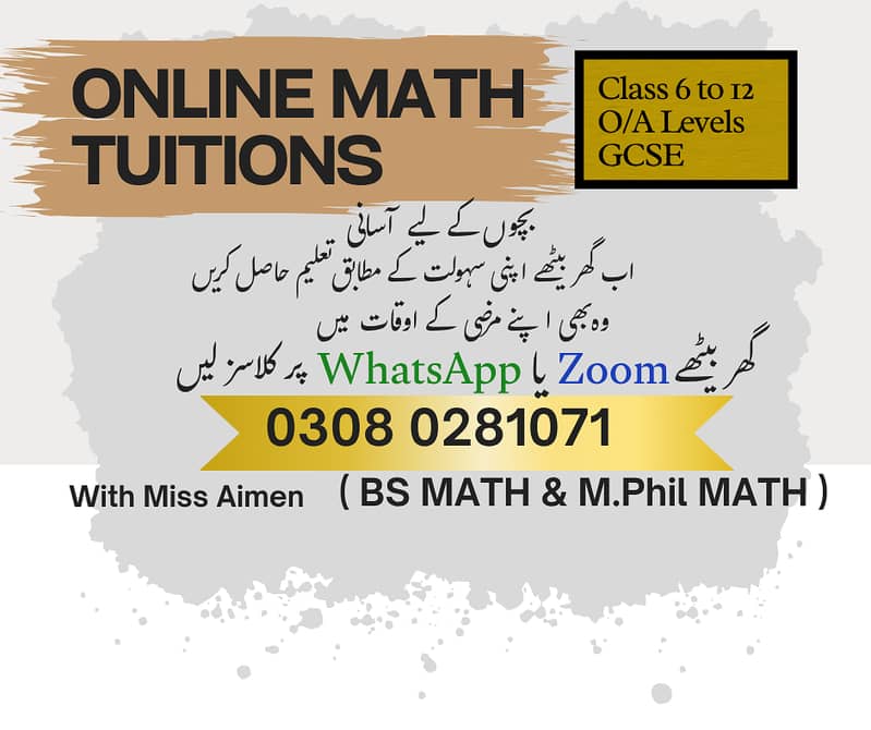 Online Maths Teacher | A Level | O Level | Class 6– Class 12 | 3