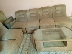 6-Seater L-Shape Sofa with Center Table, 2 Side Tables & Corner Table