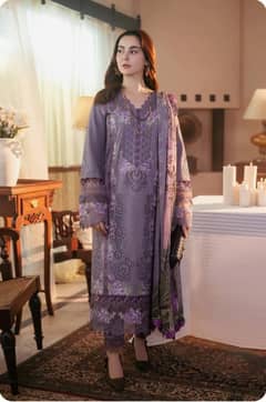 3 Pcs Women's Unstitched Embroidered  Suit