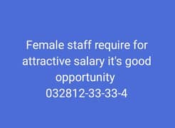 we are hiring Female staff for Medical and Data Entry level it's good