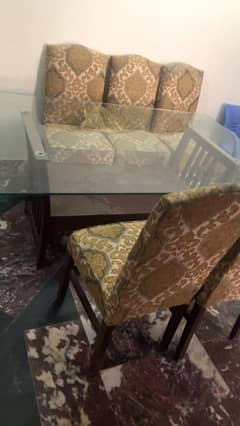 12mm Dining Table 4/6 feet with 6 chair set