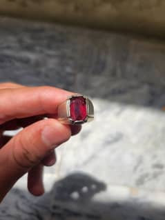 Natural rhodolite garnet silver  ring