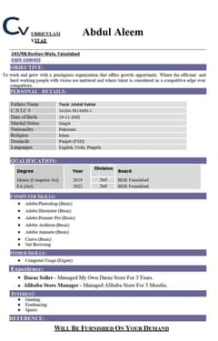 Looking for Any Computer Based Job E-commerce, Restaurant, Cashier etc