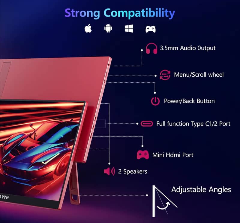 Portable Monitor 16 Inch 120Hz 1200P - WUAWE 18