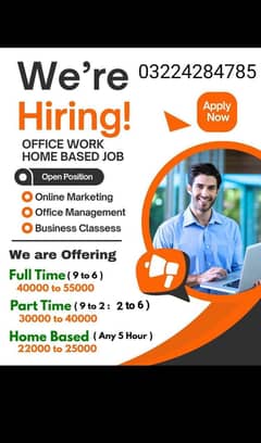 "Urgent staff required for male female and students"
