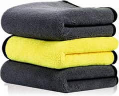 Microfiber towel | Pack of 3 pieces | Yellow and Gray | 40cm×40cm |