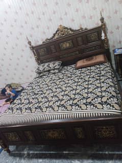 bed set side table dressing | Wooden Double bed | Chinioti | Furniture