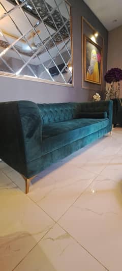 velvet 9 Seater Sofa Set Bottle Green 99k Only