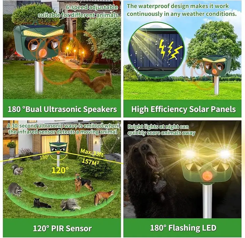 outdoor Solar birds Ultrasonic Animal Repeller Pest control waterproof — photo 3
