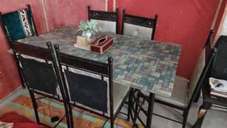 Dining Table with Glass top & 6 chairs for sale Urgent