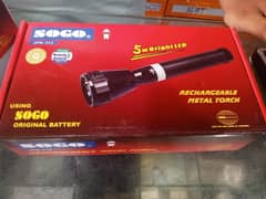 SOGO JPN-313 Rechargeable Metal Torch – 5W Ultra Bright LED Flashlight