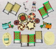 Set of 2 Pakistani Wooden Mini Charpai / Charpoy Miniature Wall Decor