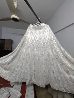 White Bridal Lehenga Choli Dress, Blood Red Dupatta