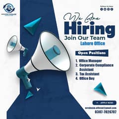 job for office boy . 2 tax assistant. 3coprate compliance
