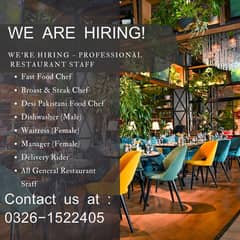 Chef - Restaurants staff - Male & Female staff - Jobs
