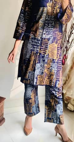 Mountain printed 2pc Navy blue