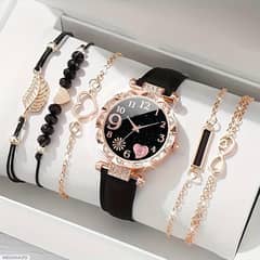 Elegant Women’s Watch & Bracelet Set – 6 Pcs | Stylish Gift