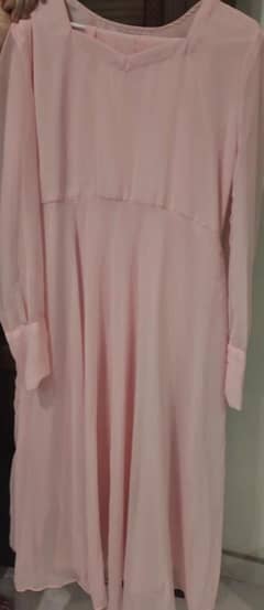 Brand New light pink chiffon maxi frock-nazmina | 2 PC elegant look
