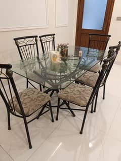 Wrought Iron Dining Table 6 Chair