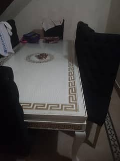 white and black dining table with 8 chairs heavy back