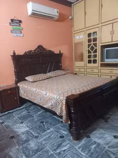 bed and side table