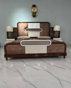 Modern Luxury Bed Set with Dressing Table & Side Tables