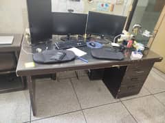 Office Table with side table and glass on both tables