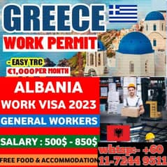 Albania / Greece / Romania / Canada/ work Permit Available Done base