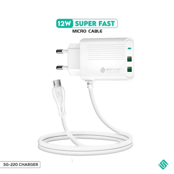 SOVO REVO SG-220 12W SUPER FAST MICRO , TYPEC AND IPHONE CHARGER Micro