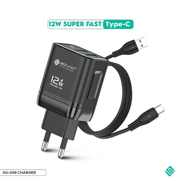 SOVO PLUG-IN SG-206 12W SUPER FAST CHARGER MICRO AND TYPE C Type C