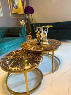 Center Table Brass & Marble
