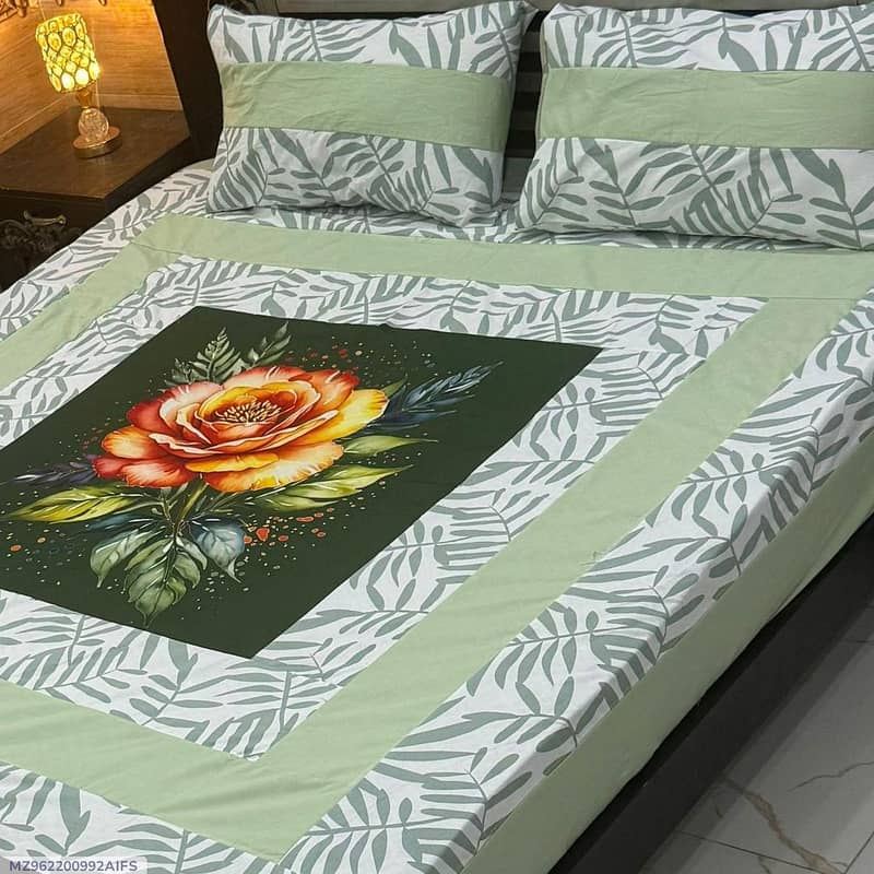 Double Bed sheet Set | Catton patchwork | 3pcs Double Bed Bedsheet Set 0