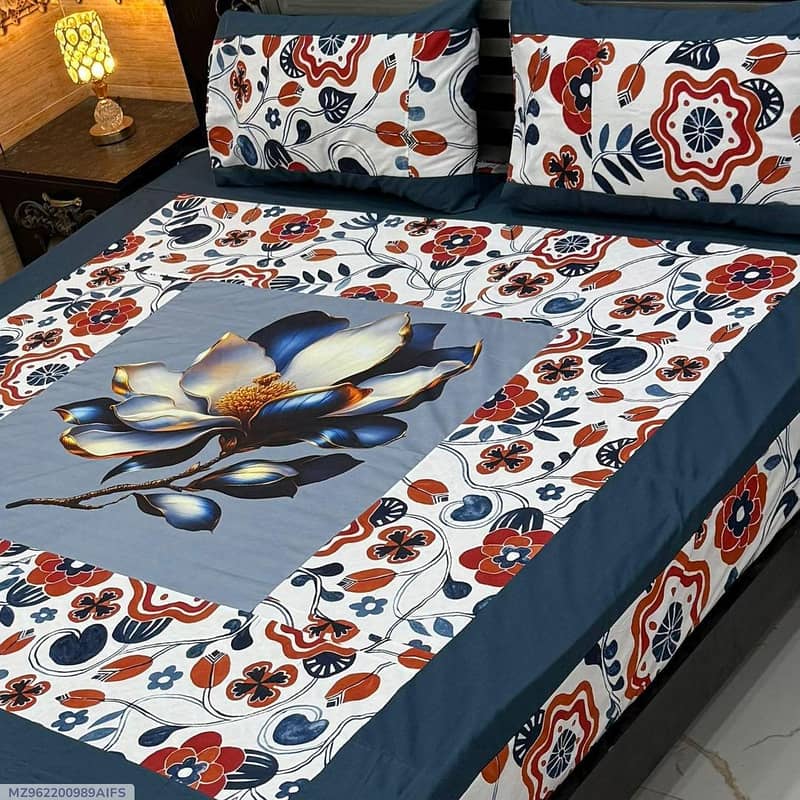 Double Bed sheet Set | Catton patchwork | 3pcs Double Bed Bedsheet Set 4