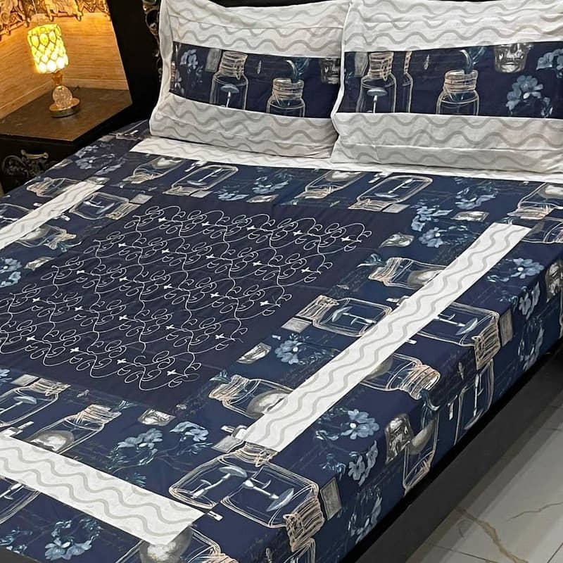 Double Bed sheet Set | Catton patchwork | 3pcs Double Bed Bedsheet Set 12