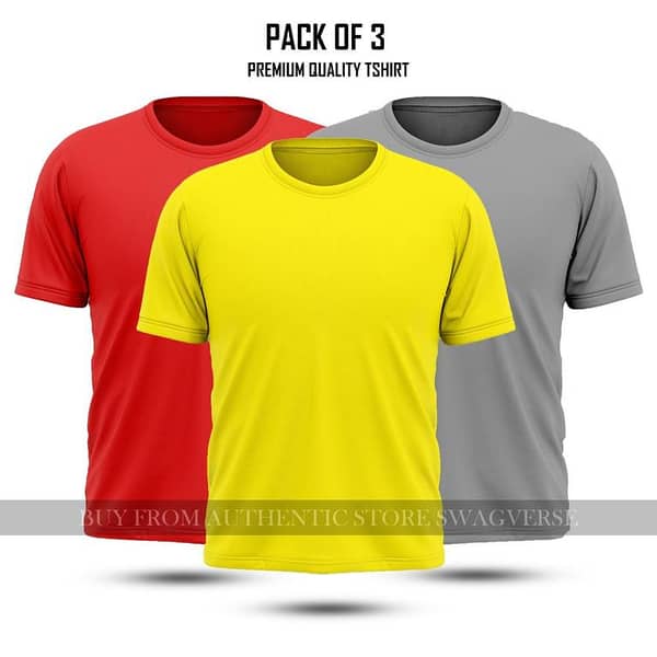 t shirt for men -  Pack of 2 and 3 Basic Half Sleeves T-Shirt for Men | Women and Girls – shirts for boys -  Premium Cotton Blend, Stylish & Comfortable – shirts for men - deal for All Seasons Ylwredgrey 3 Pcs S