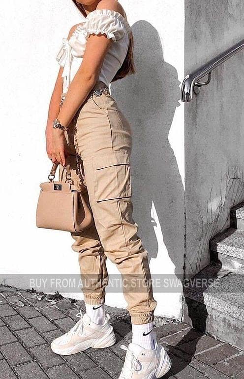 trousers for women, Export Quality cargo pants for women, pants for girls, Cool & Stylish Jogging and Gym trouser for Girls, Trendy Gen Z Streetwear, perfect for indoor and outdoor use. A Khaki Other Large