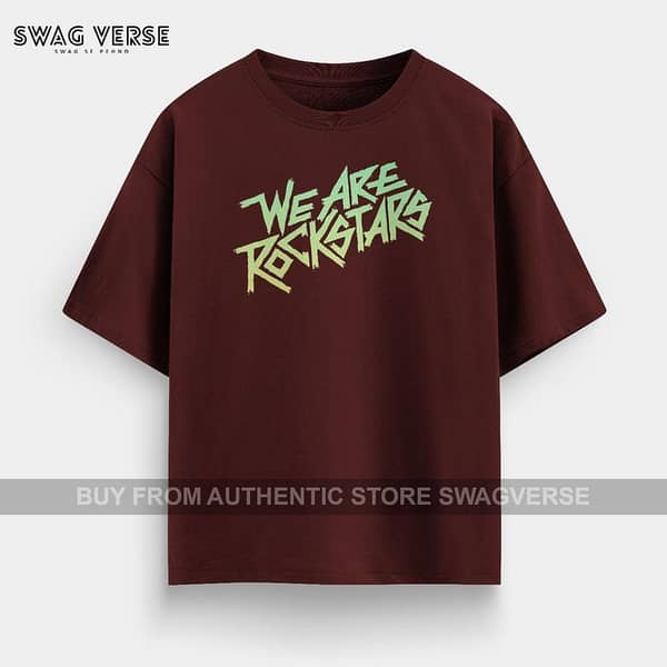 Oversized T-Shirts for Men, Women, and Girls | Trendy Unisex Printed Graphic Tees | Relaxed Fit Casual Wear | Swag Verse Maroon Xl