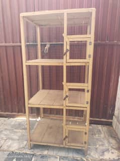 3-Story Wooden Bird Cage – Perfect for Finches, Budgies, Lovebirds