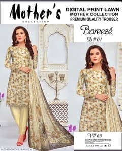 3 pcs woman's unstitched Digital print suit