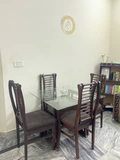 4-Seater Glass Dining Table Set – Good Condition – Little Negotiable
