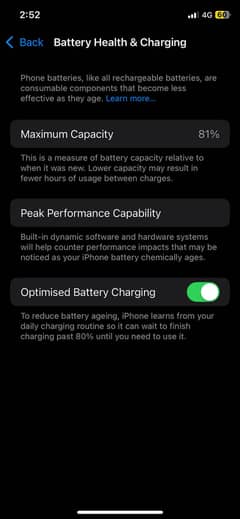 I phone 11 pro Gold 256 GB Battery Health 81 %
