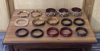 Handcrafted Wooden, Plastic, Metal & Resin Bangles Set