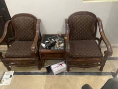 wooen sofa set with table / showcase / iron almari (wardrobe)