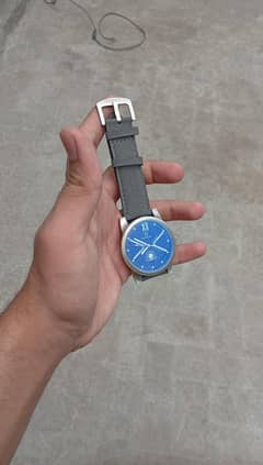 Double Shaded Dial Watch With Leather Strap